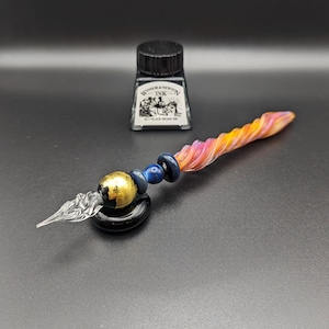 Penna a immersione di lusso Orb Gold Leaf, penna calligrafica in vetro fatta a mano