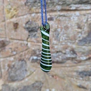 Light pull, green swirled handmade glass lightpull