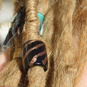 Copper Trailed Black Dreadlock Bead/Hair Bead, glass dread bead, glass bead, hair bead, dreadlock accessories, lampwork bead