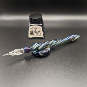 Pluma de inmersión, cielo nocturno de mármol, pluma de caligrafía de vidrio hecha a mano