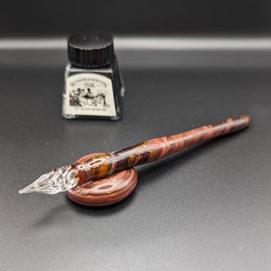Penna a immersione Oaken Copper #3, penna per calligrafia, vetro fatto a mano
