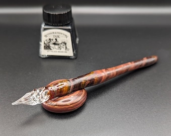 Dip Pen Oaken Copper #3, Calligraphy Pen,  Handmade Glass