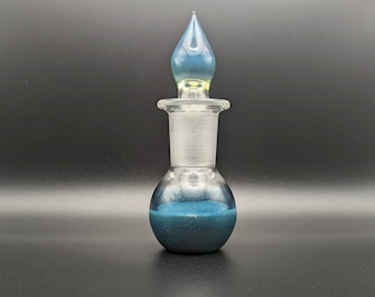 Blown Glass Inkwell, Ocean Sparkle, Dip Pen Calligraphy Inkwell, Handmade