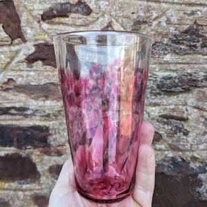 Grote beker geblazen glas, gouden robijn - handgemaakt glas, 500 ml, pintglas