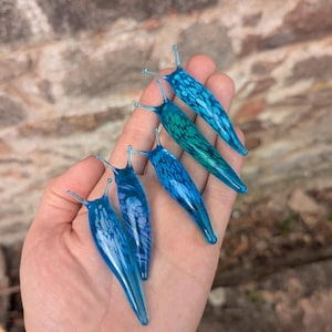 Family of Slugs, Turquoise Blue Lampwork Glass Slug Sculptures - Handmade with Murano Glass