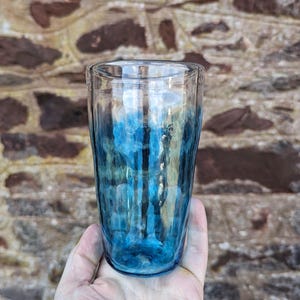 Large Blown Glass Tumbler, Turquoise Blue - handmade glass, 500ml, pint glass