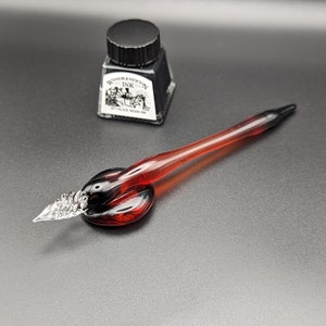 Dip Pen, Schwarz & Rot Transparent Kalligraphie Stift, handgefertigtes Glas