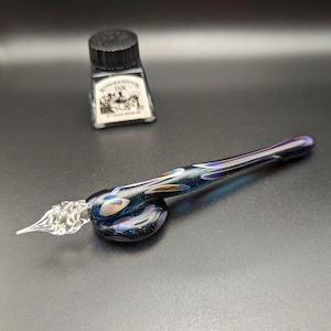 Dip Pen, Stormy Night Sky #6, handgemaakte glazen kalligrafiepen