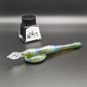 Dip Pen, Jungle Sparkle, penna calligrafica in vetro fatta a mano