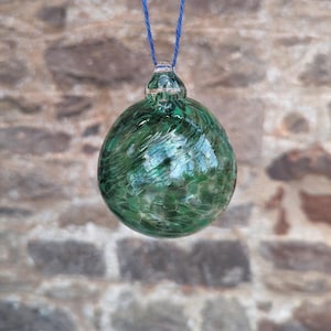 Green Spotty Handmade Glass Bauble - Blown Glass