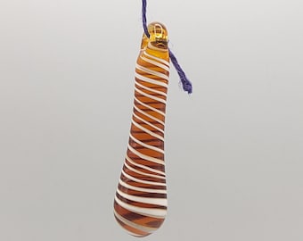Light pull, amber swirled handmade glass lightpull