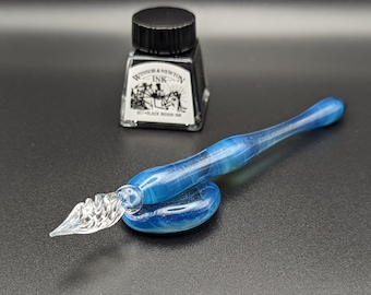 Ghostly Sparkle Calligraphy Pen #2,  Handmade Glass Dip Pen