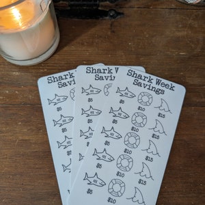Savings Challenge Tracker - Shark Week Savings Challenge - Reusable Laminated Savings Tracker