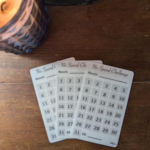 Savings Challenge Tracker - No Spend Savings Challenge - Reusable Laminated Savings Tracker