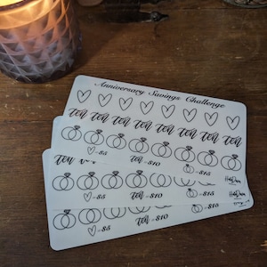 Savings Challenge Tracker - Anniversary Savings Challenge - Reusable Laminated Savings Tracker