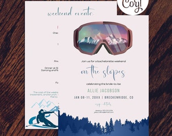 Hit The Slopes Bachelorette Invite | Bachelorette Party | Bachelorette Invites | Party Invites | Invitations