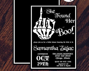 Halloween Bridal Shower Invitation | Skeleton Hand (Digital File)