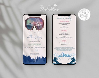 Hit The Slopes Mobile Invite | Bachelorette Invites | Bachelorette Party | Bach Party | Party Invites | Invitations