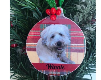 Custom Dog Photo Ornament, Personalized Pet Holiday, Ornament with Photograph, Dog Christmas Ornament, Pet Keepsake, Wheaten Terrier Gift