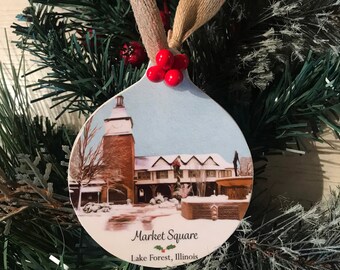Custom Local Ornament, Lake Forest Ornament, Lake Bluff Ornament, Your Town Ornament,Personalized City Town Ornament, Christmas Keepsake