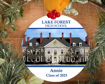 2023 Graduation Ornament, Custom Class Ornament, Your High School Keepsake, Lake Forest High, LFHS Christmas Ornament, Graduation Keepsake