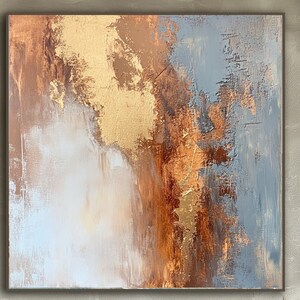 Abstract Textured Canvas Painting &quot;Golden  Glow&quot; - Limited edition artwork, Extra Large Wall Art, Palette Knife Painting