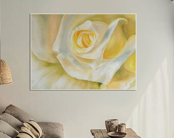 Rose Painting on Canvas, Oil Painting Original, Flower painting, Stretched Canvas Wall Art, Gift Ideas
