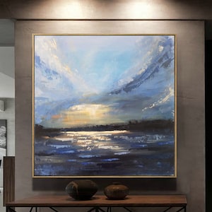 Ocean Painting Abstract Paintings On Canvas Original Acrylic Painting Sunset Painting Large Blue Original Painting Sunrise Painting Canvas
