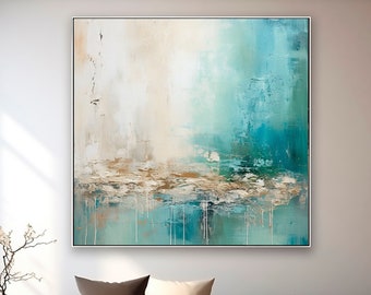 Blue Abstract Painting: Textured Acrylic Artwork on Canvas