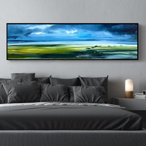Narrow Painting Large Landscape Painting Original Extra Large Abstract Painting On Canvas Long Painting Horizontal Over The Bed Artwork