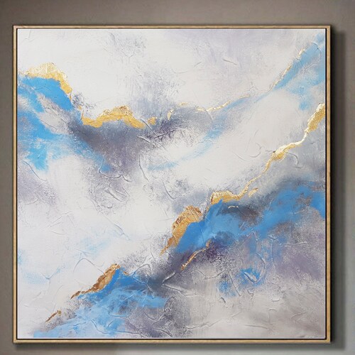 Abstract Canvas Art Blue Large Original Oil Painting Etsy