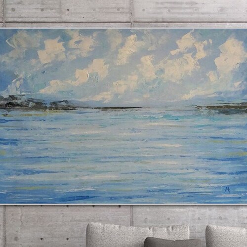 Abstract Canvas Art Blue Large Original Oil Painting Etsy