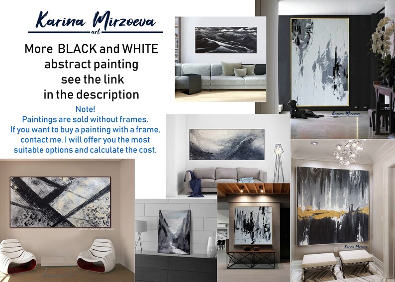 Abstract Wall Art Canvas and Framed Gray Black Abstract Art Etsy