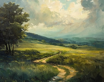 Original Landscape Oil Painting on Canvas: Sunlit Forest Scenery