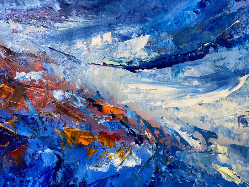 Colorful Oversized Wall Art Abstract Art Painting Horizontal Etsy