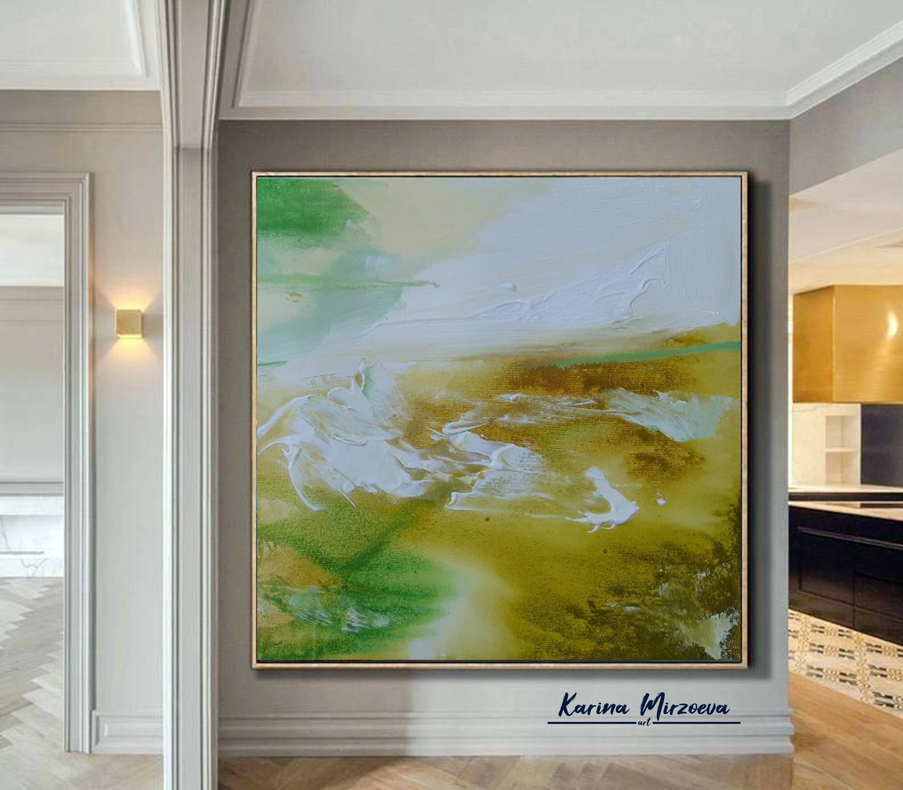 Green And Gold Painting Large Paintings On Canvas Original Etsy