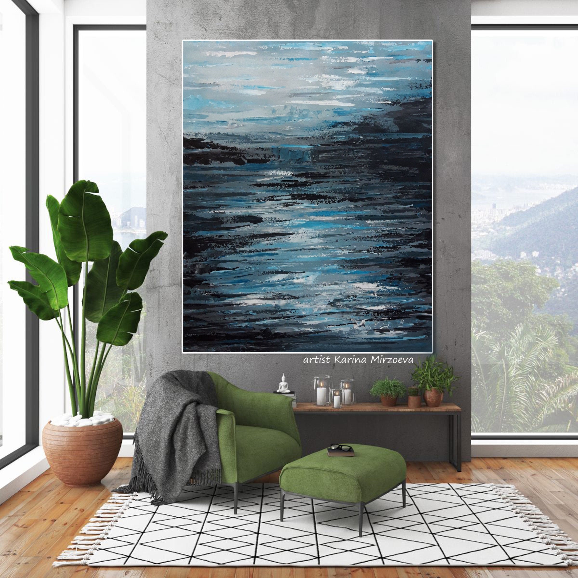 Tall Vertical Wall Art Abstract Canvas Art Original Tall Etsy