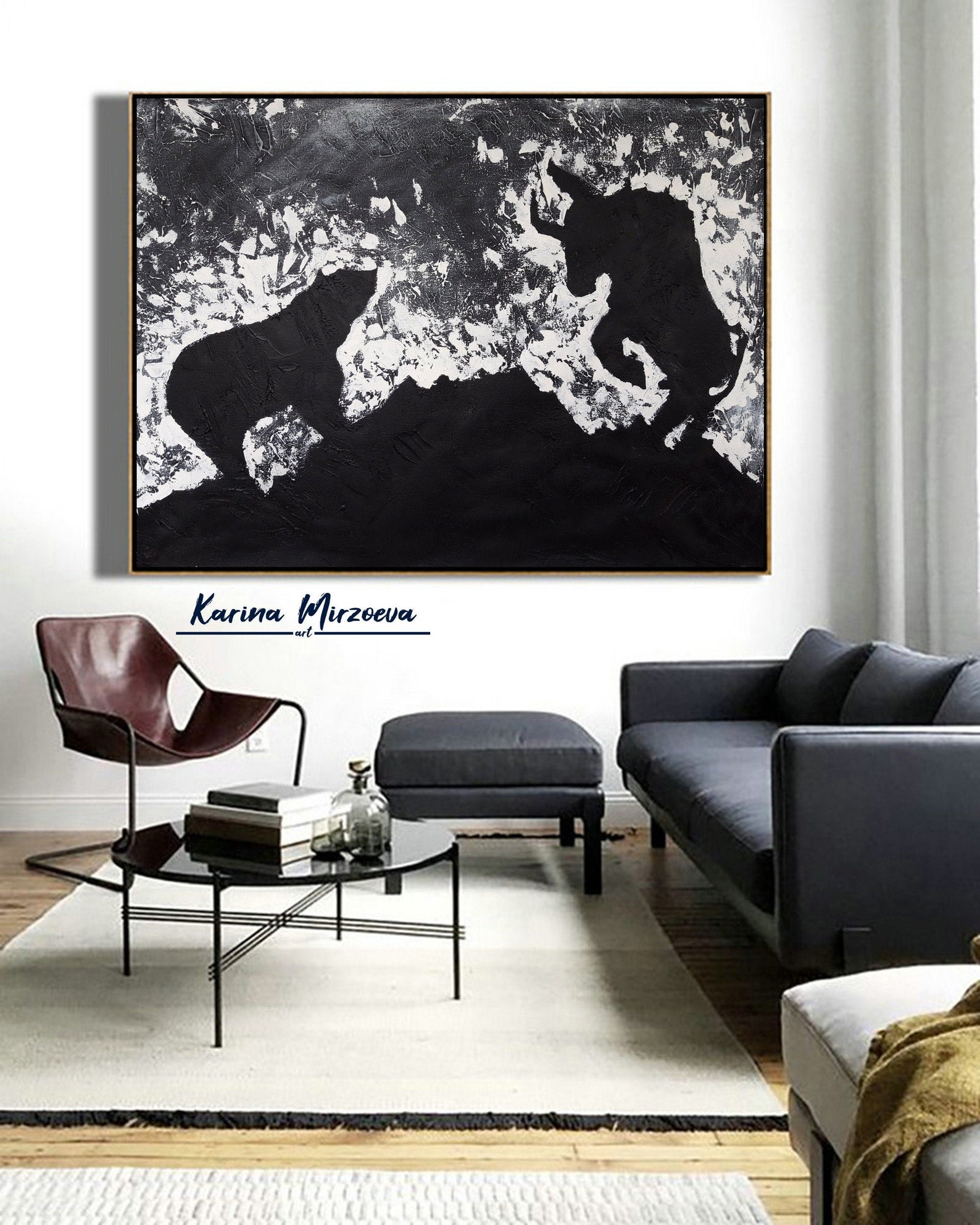 Bull and Bear Painting Bull Bear Art Large Abstract Painting Etsy