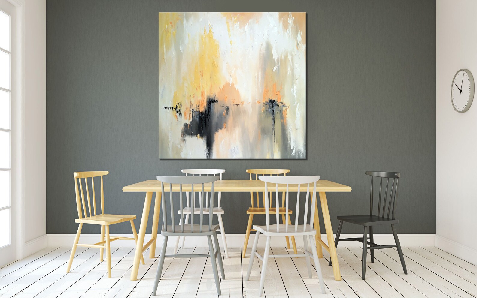 Extra Large Wall Art Canvas Yellow Wall Art Canvas Black White Etsy