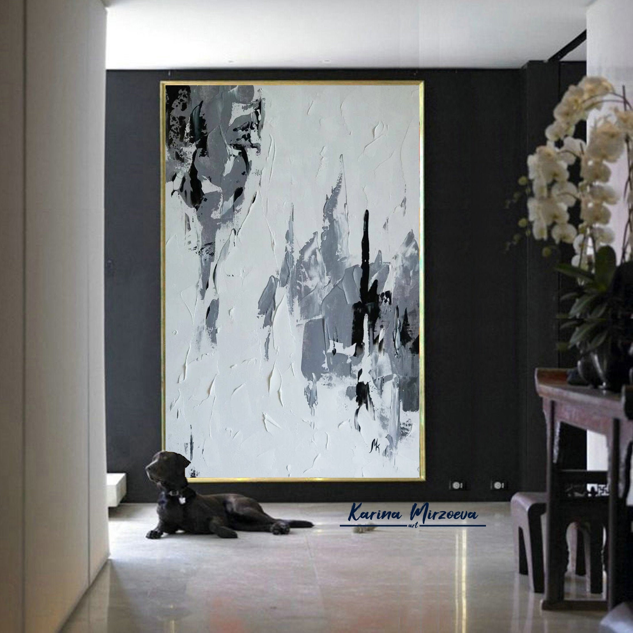 Texture Wall Art Black And White Wall Art Large Abstract Art Etsy
