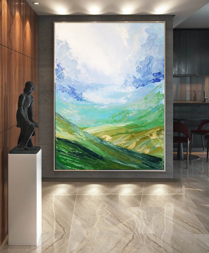 Large Vertical Painting Abstract Oversized Landscape Painting Etsy