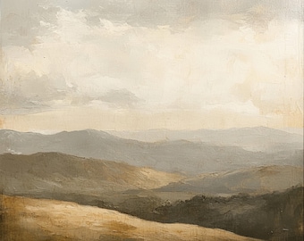 Abstract Landscape Oil Painting: Ethereal Horizons Canvas Art