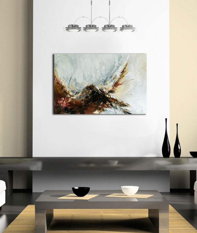 Abstract Painting Canvas Original Taupe Wall Art Large Wall Etsy