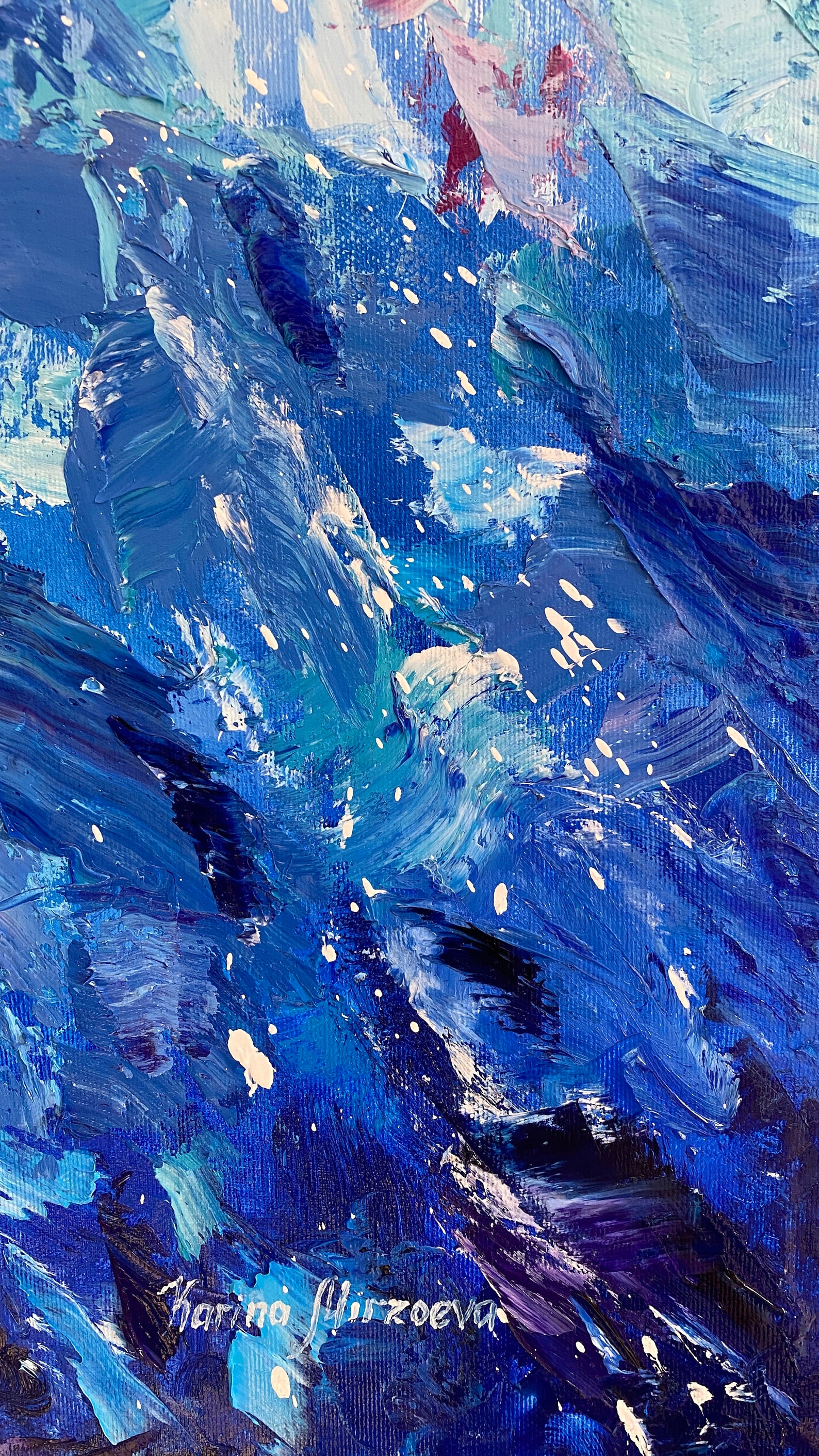 Large Oil Painting Abstract Navy Blue Painting Large Artwork Etsy