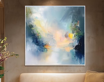 Original Abstract Oil Painting: Green Landscape Palette Knife Art