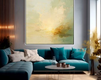 Magic Sunset Oil Painting on Canvas: Soft Gradients Abstract Art