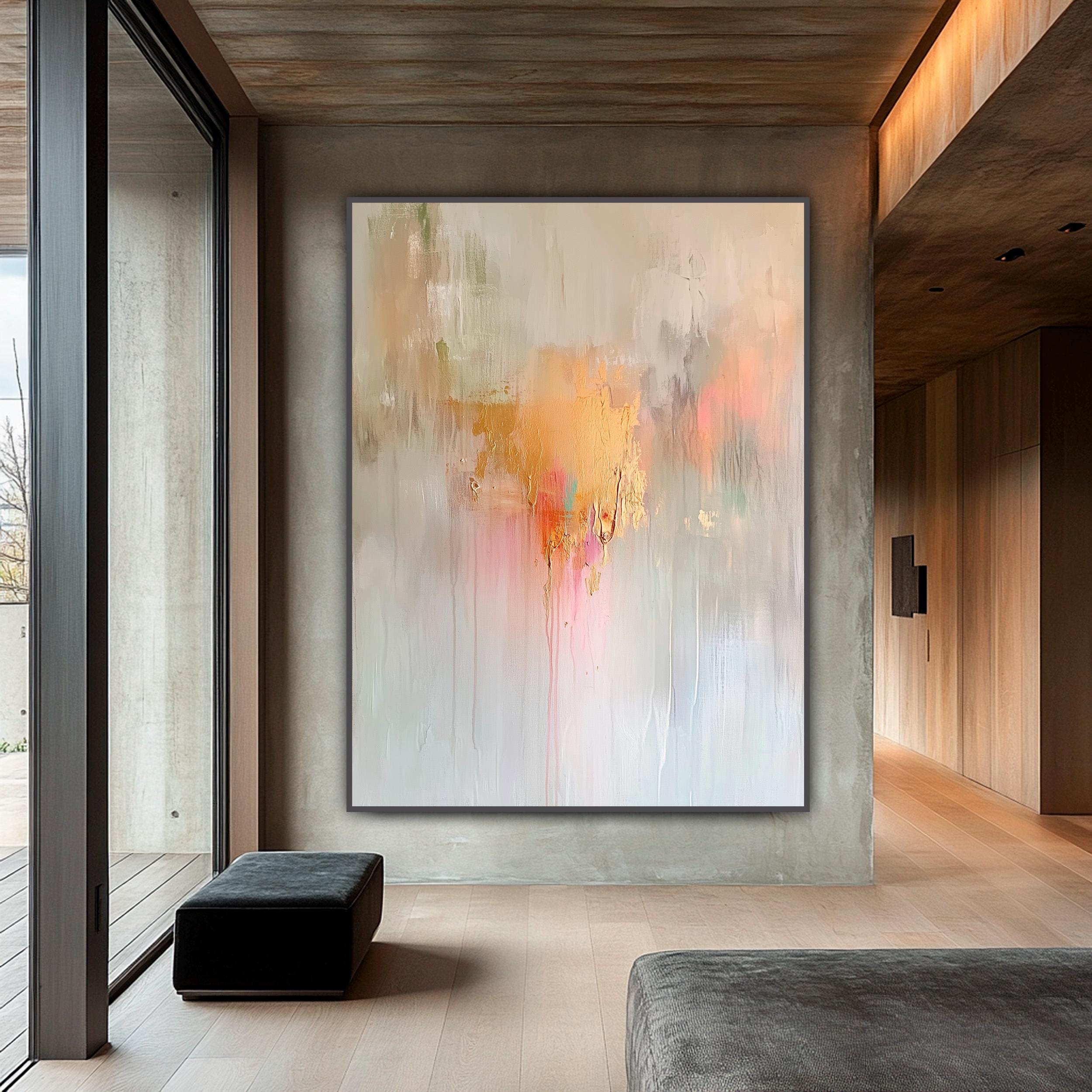Neutral Abstract Oil Painting: Ethereal Harmony, Limited Edition Art