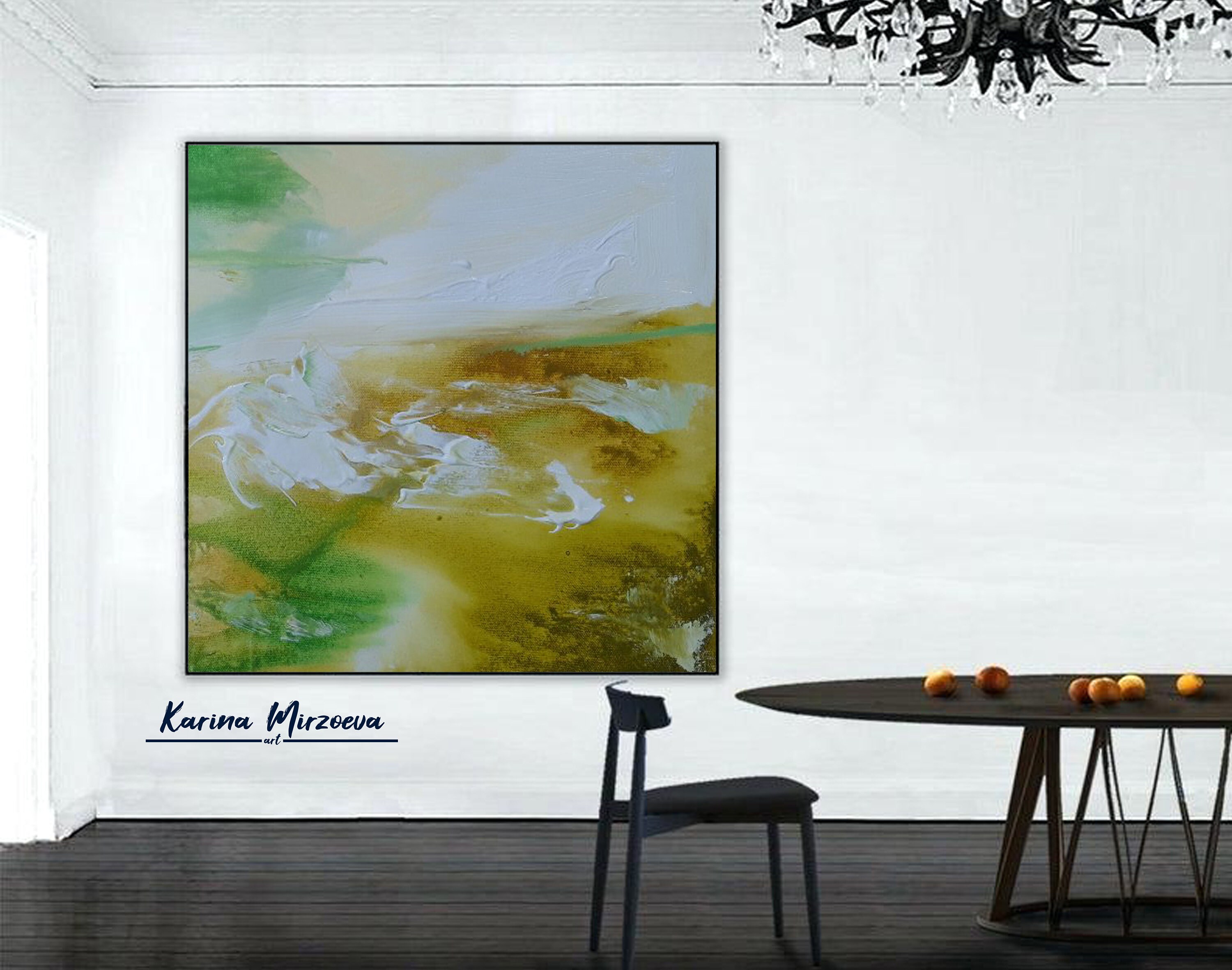 Green And Gold Painting Large Paintings On Canvas Original Etsy