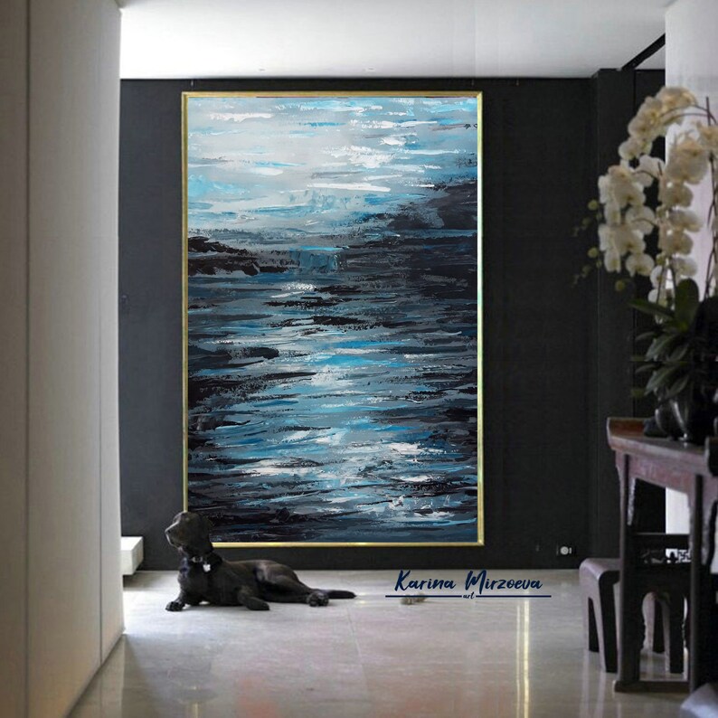 Tall Vertical Wall Art Tall Artwork Abstract Canvas Art Deep Etsy