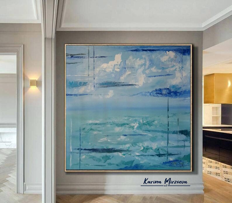 Large Ocean Painting Abstract Painting Canvas Original Huge Etsy